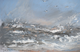 Icy-afternoon-roaring-seas-mixed-media-on-paper