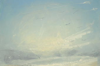 Spring-morning-gulls-soar-pastel-on-paper