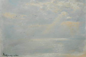 Misty morning, autumn - pastel on paper